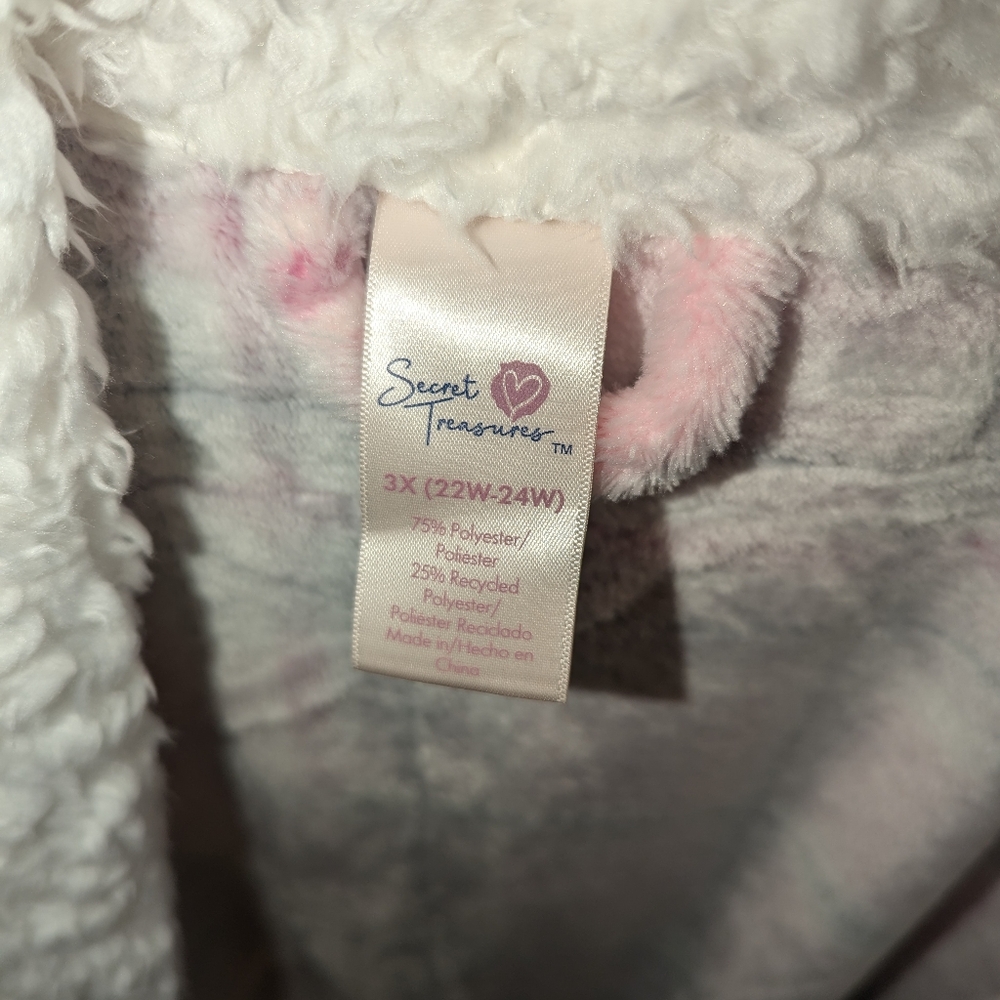 Nwt Secret Treasures Women’s Super Faux Mink Robe Dreamy Pink Plaid Sz 3x - Picture 3 of 5